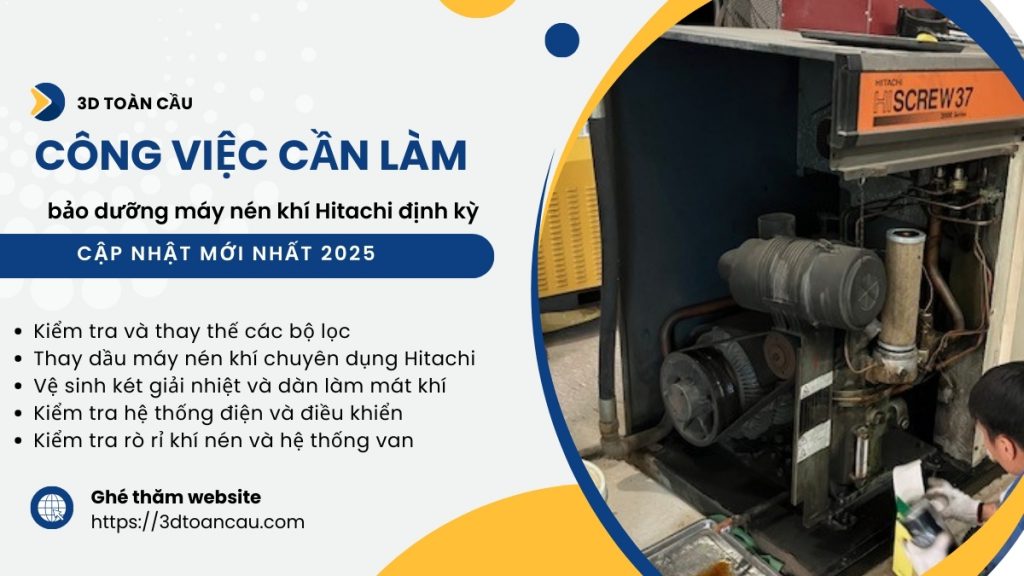 Các công việc cần bảo dưỡng máy nén khí định kỳ